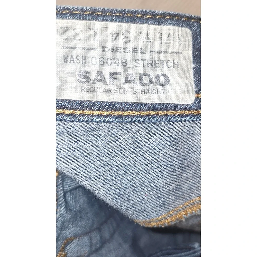 Diesel Safado Regular Slim Straight Jeans Dark Wash 34x32 0604B Stretch